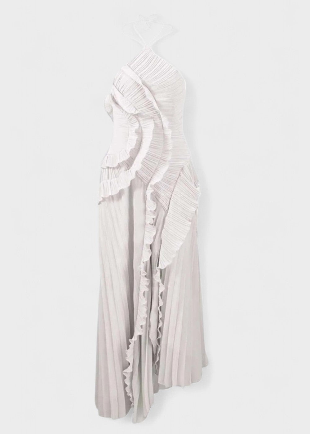 Elegant halterhalskjole med kaskader av volanger - Vichy Signature