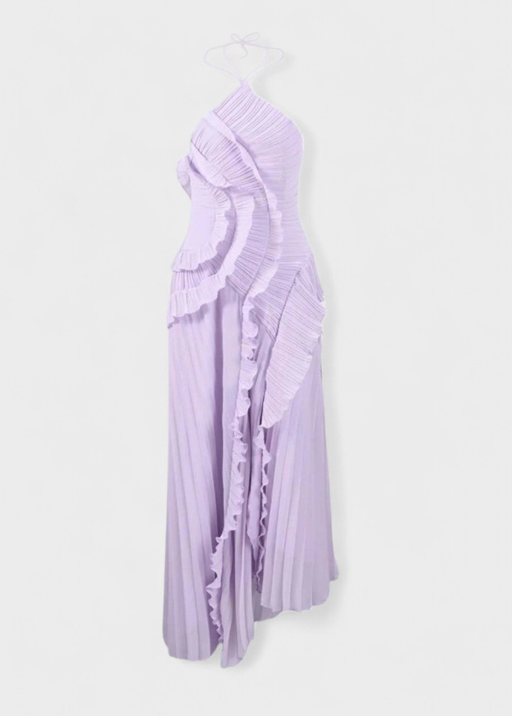 Elegant halterhalskjole med kaskader av volanger - Vichy Signature